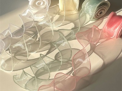 奶油细闪鱼尾纱波浪卷温柔丝带鲜花包装绑带礼物绳diy手工丝带图4