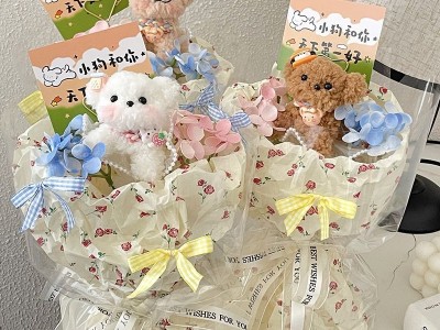 扭扭棒成品手工小狗玩偶花束可爱毕业送闺蜜儿童女生成品花束礼物图3