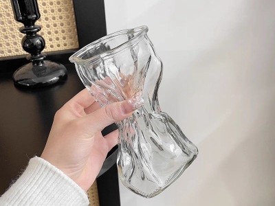 欧式创意钱袋玻璃花瓶透明水培绿萝植物插花容器客厅卧室餐桌摆件图4