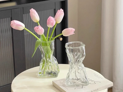 欧式创意钱袋玻璃花瓶透明水培绿萝植物插花容器客厅卧室餐桌摆件图9