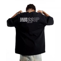 美式渐变字母纯棉圆领短袖T恤男重磅国潮夏季