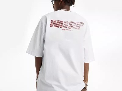 美式渐变字母纯棉圆领短袖T恤男重磅国潮夏季图3