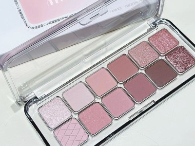 韩系早八必备12色消肿眼影2025新款珠光奶咖玫瑰光综合一体盘图8