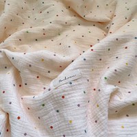 夏季全棉A类双层纱布料波点布料童模拍照背景布纺织薄款面料