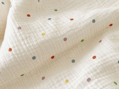 夏季全棉A类双层纱布料波点布料童模拍照背景布纺织薄款面料图2