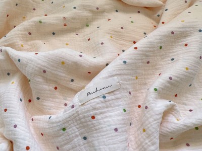 夏季全棉A类双层纱布料波点布料童模拍照背景布纺织薄款面料图7