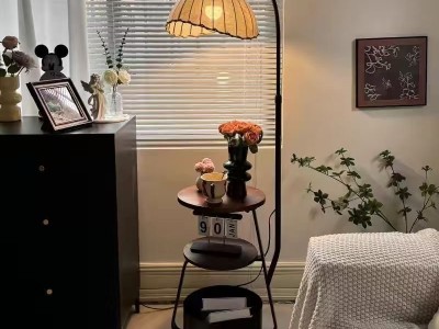 落地灯中古风卧室床头柜一体柚子灯客厅沙发旁氛围茶几图8