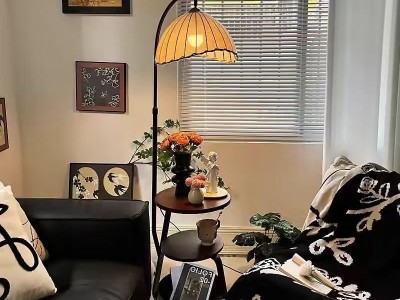 落地灯中古风卧室床头柜一体柚子灯客厅沙发旁氛围茶几图9