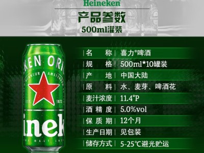 喜力经典500ml*10听整箱装 喜力啤酒Heineken图2