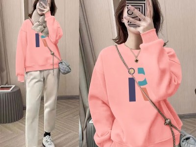 舒适百搭】复古印花圆领显瘦卫衣女秋冬新款韩版小个子长袖上衣图6