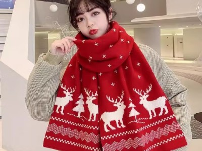 圣诞麋鹿礼物红色小鹿围巾女百搭秋冬新款保暖学生可爱围脖ins潮图2