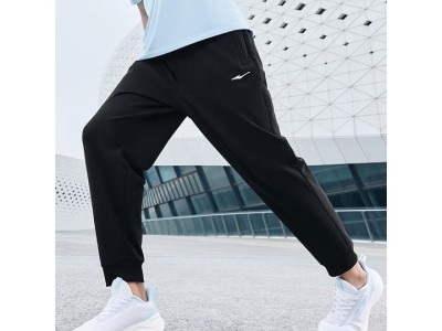 鸿星尔克运动裤男夏季针织男裤束脚舒适透气宽松卫裤九分裤子男休闲裤图4