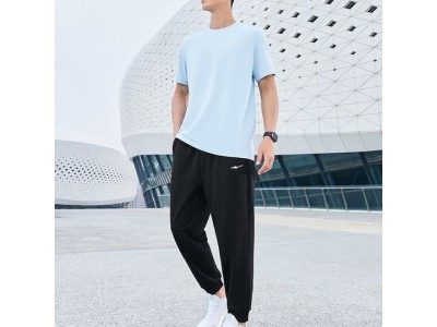 鸿星尔克运动裤男夏季针织男裤束脚舒适透气宽松卫裤九分裤子男休闲裤图5