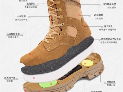 际华户训新式棕色作战靴男作战鞋碳板超轻训练靴高帮侧拉链耐磨沙漠登山鞋 新式棕色作战靴【铜扣碳板款】图2