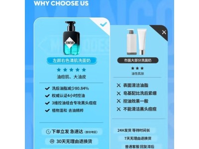 左颜右色男士清肌洗面奶去黑头护肤品专用控油洁面乳150g洗面奶第1名图3