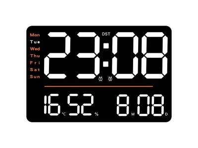 创意跨镜多功能挂钟简约LED客厅时钟大尺寸时钟温度湿度计钟6636图2