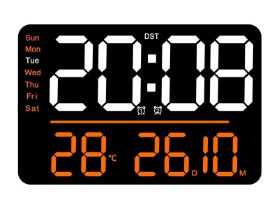 创意跨镜多功能挂钟简约LED客厅时钟大尺寸时钟温度湿度计钟6636图6