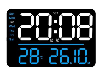 创意跨镜多功能挂钟简约LED客厅时钟大尺寸时钟温度湿度计钟6636图5