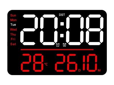 创意跨镜多功能挂钟简约LED客厅时钟大尺寸时钟温度湿度计钟6636图3