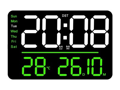 创意跨镜多功能挂钟简约LED客厅时钟大尺寸时钟温度湿度计钟6636图4