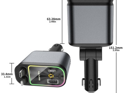 跨境C3车载手机充电器66W超级快充PD带星空顶投影灯四合一伸缩线B图5