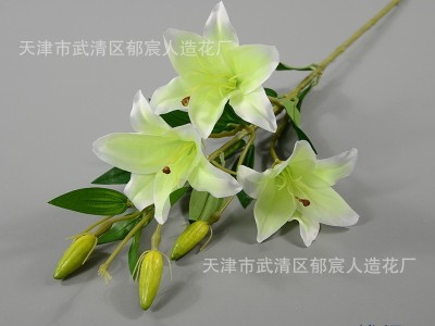 6头绢布百合单枝仿真花 客厅餐桌家具卖场装饰酒店大堂休息区摆放图3