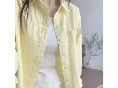 多巴胺奶黄色纯棉衬衫外穿防晒2025夏季女宽松衬衣外套图2