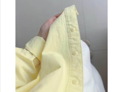 多巴胺奶黄色纯棉衬衫外穿防晒2025夏季女宽松衬衣外套图3