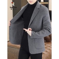 啄木鸟（TUCANO）2025毛呢大衣男士西服秋冬季新款西装短款呢子外套商务休闲潮