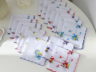 泽略老式怀旧手帕牙边古风印花手绢全棉女士夏季擦汗方巾纯棉薄款手巾图6