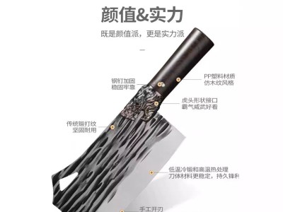 阳江菜刀跑江湖厨房刀具龙头砍骨刀切菜刀手工锻打锋利家用斩骨刀图4