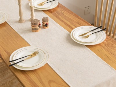 美式简约田园风黄色桌旗纯黄麻防尘桌布婚庆长方形装饰桌布婚宴图3