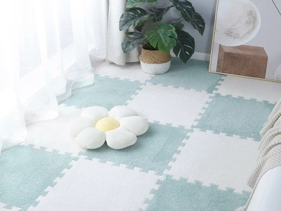 毛绒儿童爬爬垫拼接大块房间耐脏加厚满铺泡沫地垫卧室米绒面地毯图2