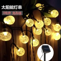 气泡球太阳能灯串户外氛围灯led串灯防水露营庭院装饰水晶球彩灯