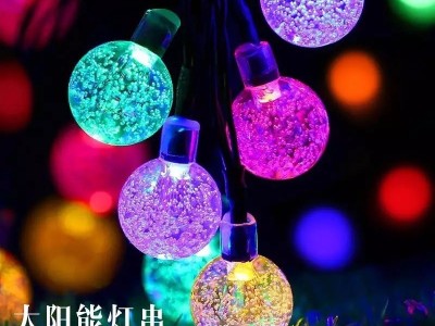气泡球太阳能灯串户外氛围灯led串灯防水露营庭院装饰水晶球彩灯图3