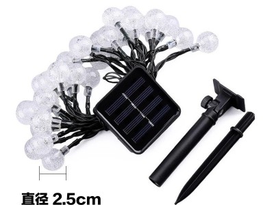 气泡球太阳能灯串户外氛围灯led串灯防水露营庭院装饰水晶球彩灯图5