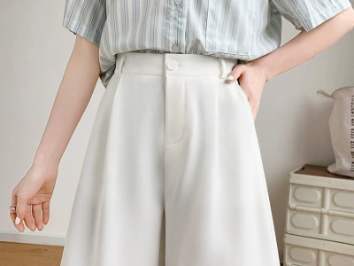 西装短裤女夏季百搭2025新款小个子高腰宽松阔腿休闲西装裤女图5