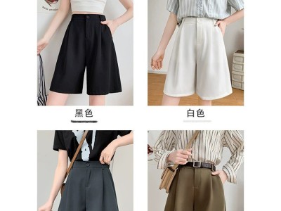 西装短裤女夏季百搭2025新款小个子高腰宽松阔腿休闲西装裤女图2