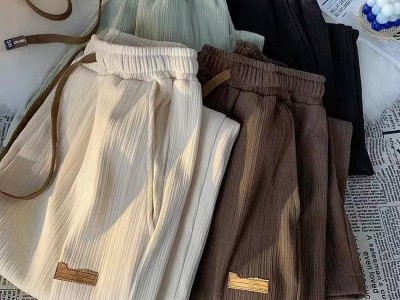 裤子男款夏天休闲裤男士夏季薄款冰丝垂感直筒裤潮牌阔腿运动长裤图2