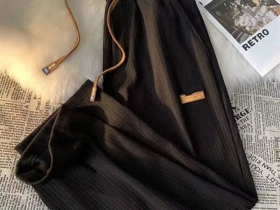 裤子男款夏天休闲裤男士夏季薄款冰丝垂感直筒裤潮牌阔腿运动长裤图5