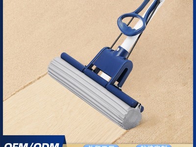 跨境现货免手洗加厚滚轮式胶棉拖把挤水海绵拖把强吸水胶棉拖把图2