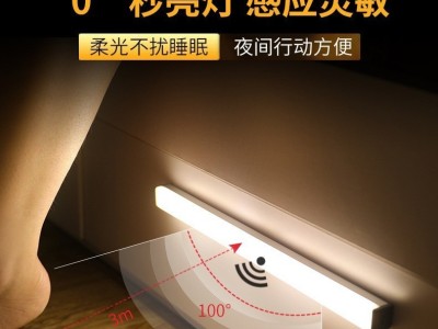 人体感应灯条usb充电led磁吸橱柜衣柜酒柜走廊过道应急小夜灯图3