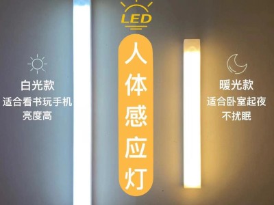 人体感应灯条usb充电led磁吸橱柜衣柜酒柜走廊过道应急小夜灯图2