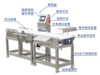 自动检重秤推杆剔除式动态称重机高精度检重称传送带牛肉丸检重称图4